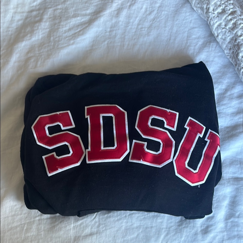 SDSU Black Hoodie with Red SDSU Letters ~ Champion